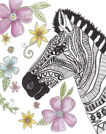 Framed Tribal Zebra Portrait Print