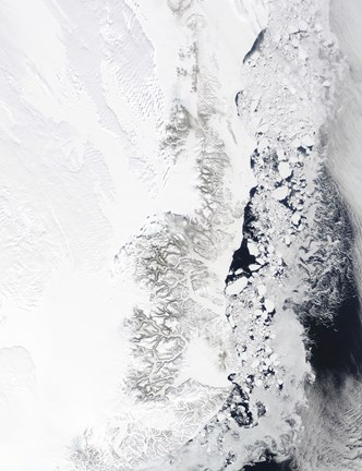 Framed Satellite view of the Eastern Coast of Greenland Print