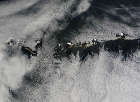 Framed Satellite view of the Outer Aleutian Islands Print