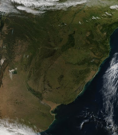 Framed Satellite view of South America Print