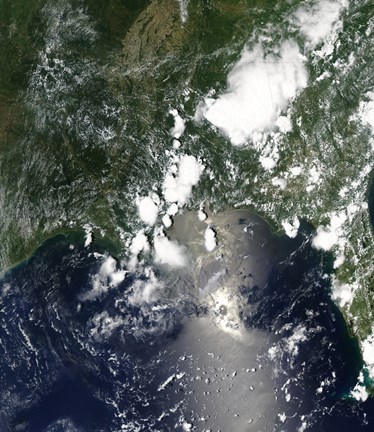 Framed Oil Spreads Northeast from the Leaking Deepwater Horizon Well in the Gulf of Mexico Print
