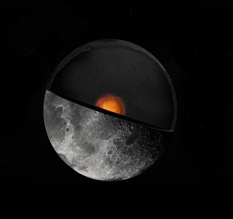 Framed Artist&#39;s Concept Showing a possible Inner Core of the Earth&#39;s Moon Print
