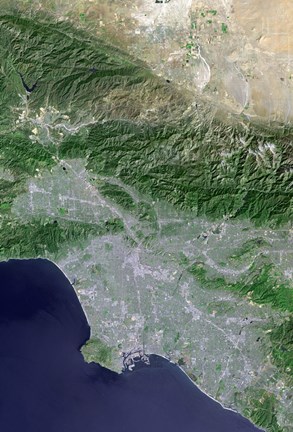 Framed Satellite view of Los Angeles, California and Surrounding Area Print