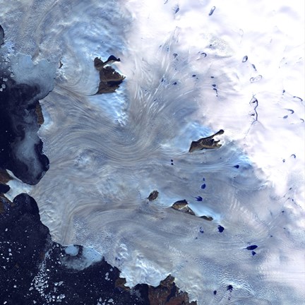 Framed Small Field of Glaciers Surrounds Baffin Bay along Greenland&#39;s Western Coast Print