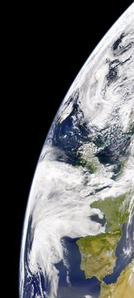 Framed View of Earth from Space Showing Phytoplankton Bloom Between Iceland and the United Kingdom Print