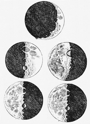Framed Galileo's Drawings of the Phases of the Moon Print