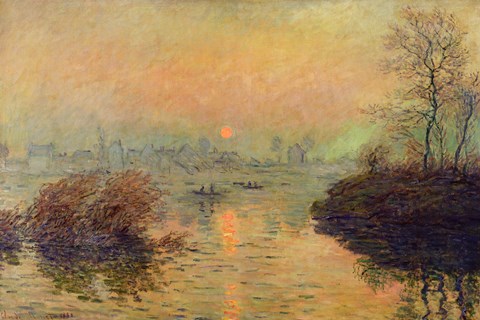 Framed Sun Setting over the Seine at Lavacourt. Winter Effect, 1880 Print