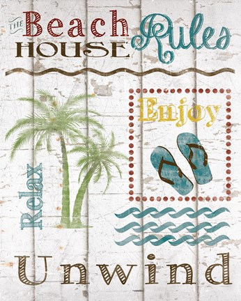 Framed Beach House Rules Print