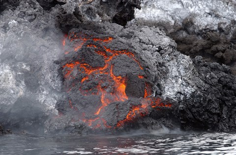 Framed Lava Flows from the Yemeni Island of Jazirat at-Tair after the Island Erupted Print