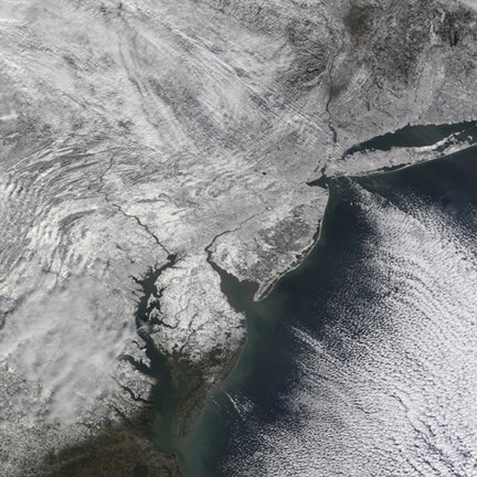 Framed Satellite view of a Nor'easter Snow Storm over the Mid-Atlantic and Northeastern United States Print