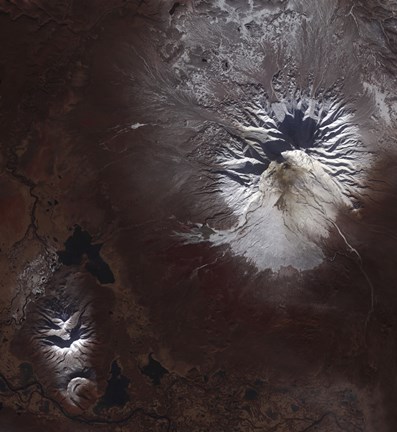 Framed Ash Stains on Russia&#39;s Shiveluch Volcano&#39;s Slopes Print