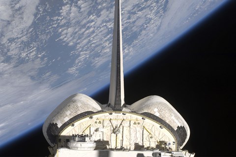 Framed partial view of Space Shuttle Endeavour Backdropped by Earth&#39;s horizon Print