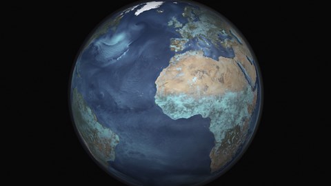 Framed Full Earth Showing Evaporation over the Atlantic Ocean and the Surrounding Continents Print