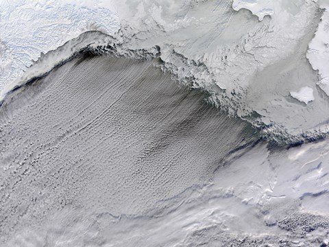 Framed Sea ice and Cloud Streets in the Bering Sea Print