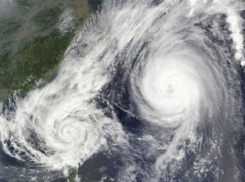 Framed Tropical Storm Parma and Super Typhoon Melor Print