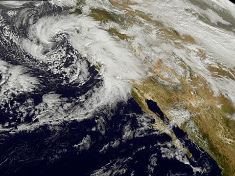 Framed Series of Strong Storms with Fierce Winds and Heavy Rains Hit California Print