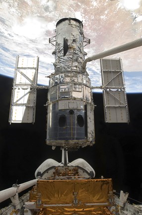 Framed Hubble Space Telescope is Released from the Cargo Bay of Space Shuttle Atlantis Print