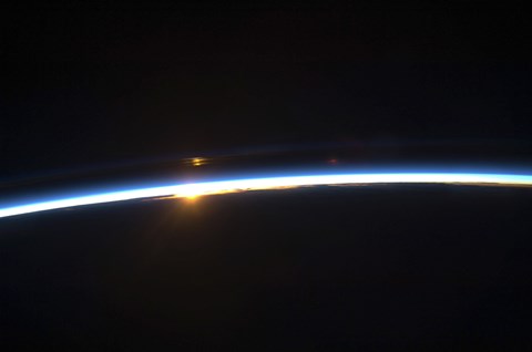 Framed Thin line of Earth&#39;s Atmosphere and the Rising Sun Print