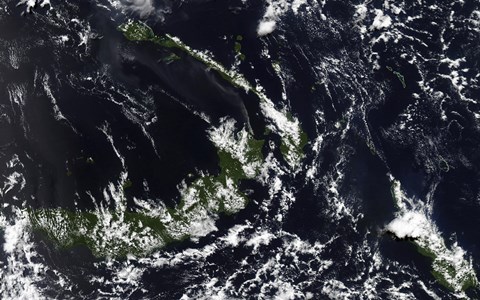 Framed volcanic Plume from the Rabaul Caldera Blows along the island of New Ireland Print