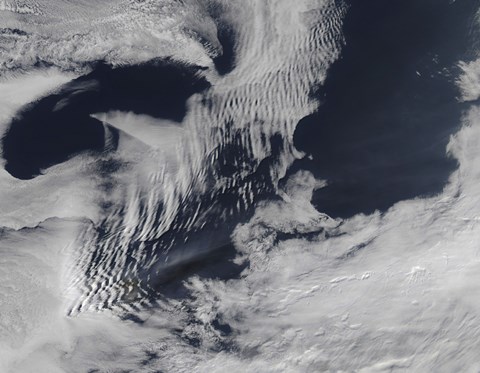 Framed Ship-Wave-Shaped Clouds in the South Indian Ocean Print