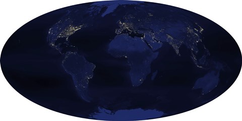 Framed Earth's Human-Generated Nighttime Lights for the Calendar Year 2003 Print