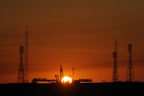 Framed Soyuz Launch Pad at the Baikonur Cosmodrome in Kazakhstan Print