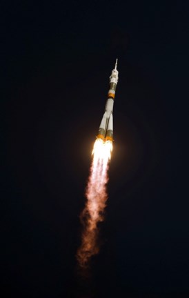 Framed Soyuz TMA-13 spacecraft in Flight after Takeoff Print