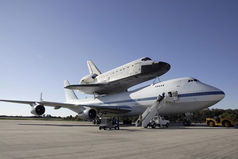 Framed Space Shuttle Endeavour Mounted on a Boeing 747 Print