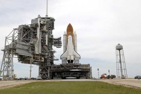 Framed Space Shuttle Atlantis comes to a Stop on the Top of Launch Pad 39A at Kennedy Space Center Print