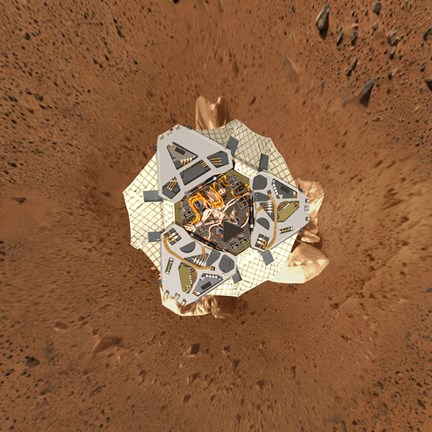 Framed Spirit&#39;s Lander at Gusev Crater from an Overhead View Print