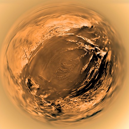 Framed Fish-Eye View of Titan's Surface Print