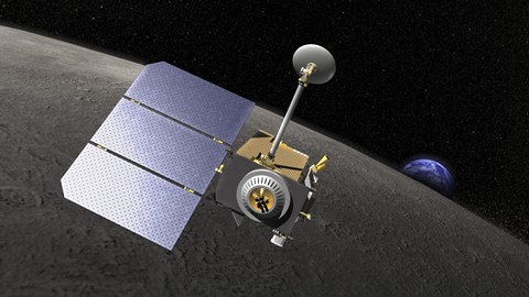 Framed Artist&#39;s concept of the Lunar Reconnaissance Orbiter Print