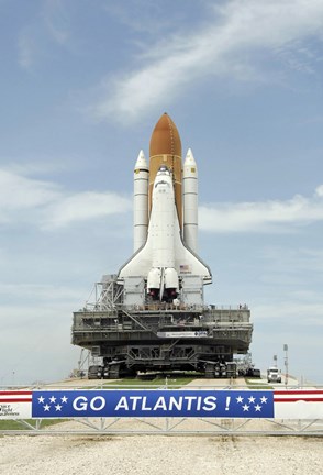 Framed Space Shuttle Atlantis Approaches the Top of Launch Pad 39A at Kennedy Space Center Print