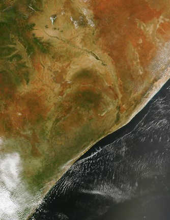 Framed East African nations Kenya, Somalia, and Ethiopia Print