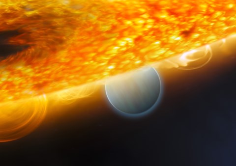 Framed Artist&#39;s Impression of a Jupiter-Size Extrasolar Planet Being Eclipsed by its Parent Star Print