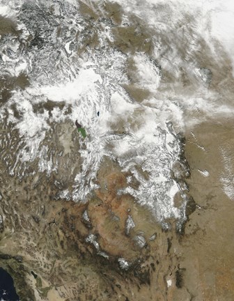 Framed high peaks of the Rocky Mountains covered with snow Print