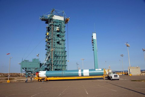 Framed Delta II First Stage for the OSTM/Jason-2 Spacecraft Arrives Print
