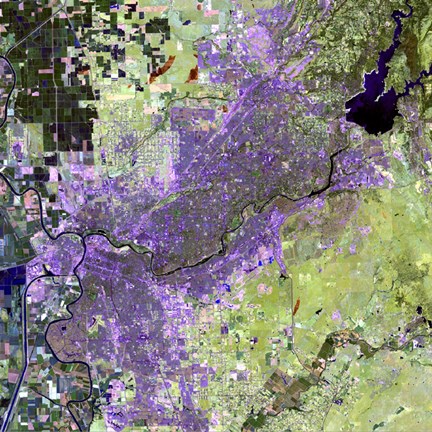 Framed Satellite view of the Sacramento Metropolitan Area Print