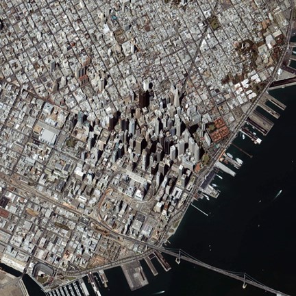 Framed Oblique-Angle view of San Francisco&#39;s Financial District Print