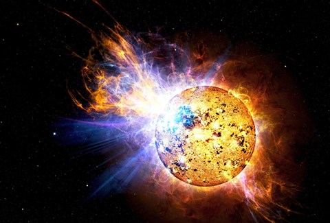 Framed Flare on the Star Known as EV Lacertae Print