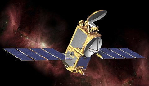 Framed Artist&#39;s Concept of the Ocean Surface Topography Mission/Jason-2 Spacecraft in Space Print