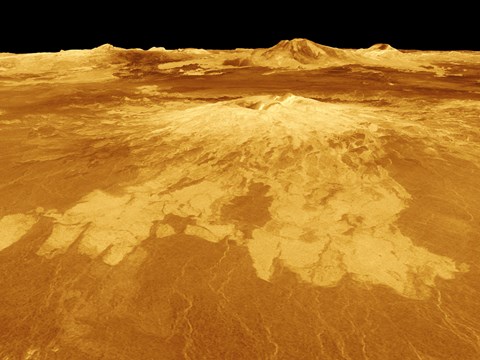 Framed 3D Perspective View of Sapas Mons on Venus Print