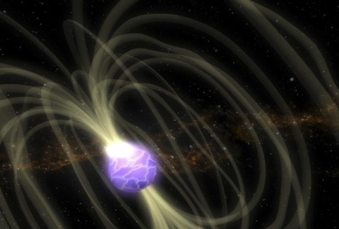 Framed Artist Conception of the SGR 1806-20 Magnetar Including Magnetic Field Lines Print