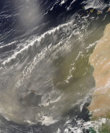 Framed Dust storm off West Africa Print