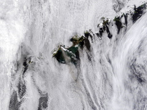 Framed Plumes from Okmok Volcano, Aleutian Islands Print