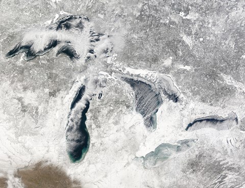 Framed Satellite view of the Great Lakes Print