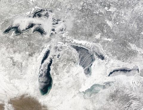 Framed Satellite view of the Great Lakes Print