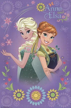 Framed Frozen Fever - Anna &amp; Elsa Print