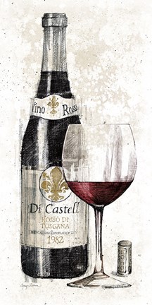 Framed Pencil Wine I Print