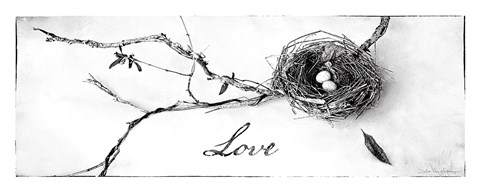 Framed Nest and Branch II Love Print